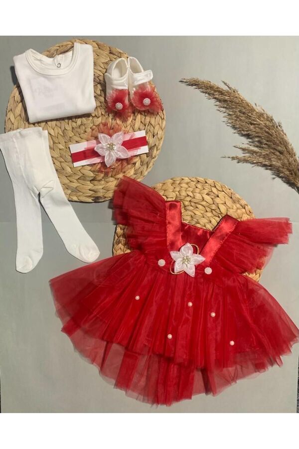 Petite Ponpon Baby Ponpon Baby Kız Bebek Yenidoğan Hediyelik Premium Mevlüt Elbisesi