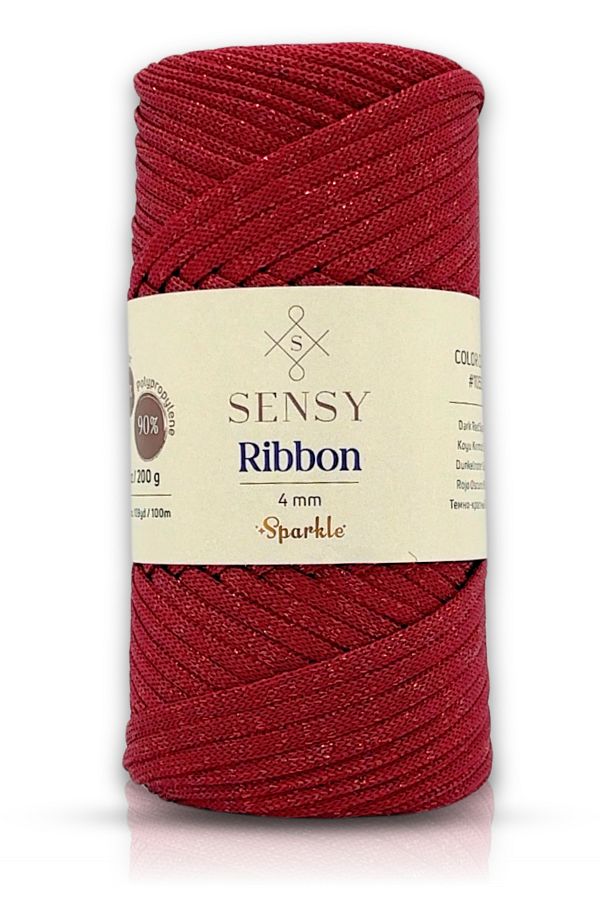 SENSY-200g Premium Glitter Polyester String - Macrame Plate String and Bag String, Dark Red 1