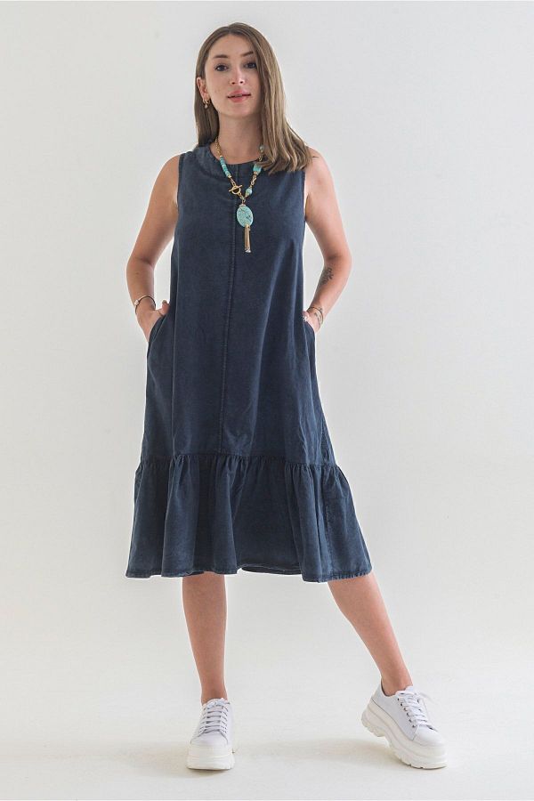 Sleeveless cotton dress with pockets discount