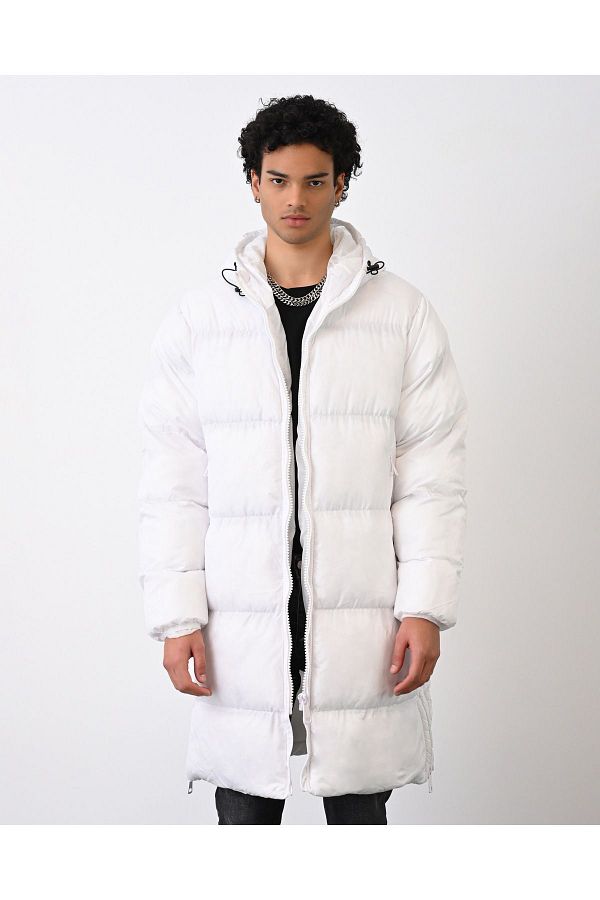 İLKCET MODA-Дълго подплатено мъжко палто с качулка 1