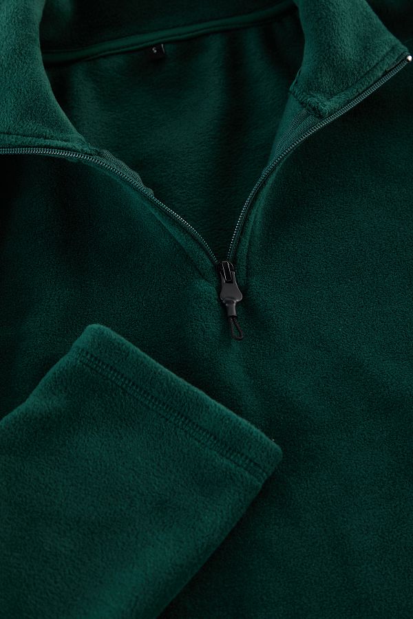 Trendyol Collection Emerald Green Zippered Anti Pilling Fleece Sweatshirt Stand Collar Regular Cut Tmnaw23Sw00395 Trendyol