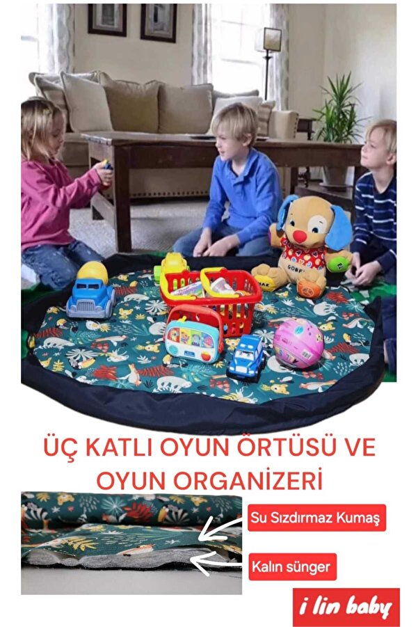 i lin baby Oyun Örtüsü, Çocuk Oyuncak Hurcu, Çocuk Minderi, Yapı Oyuncak Puzzle Sepeti