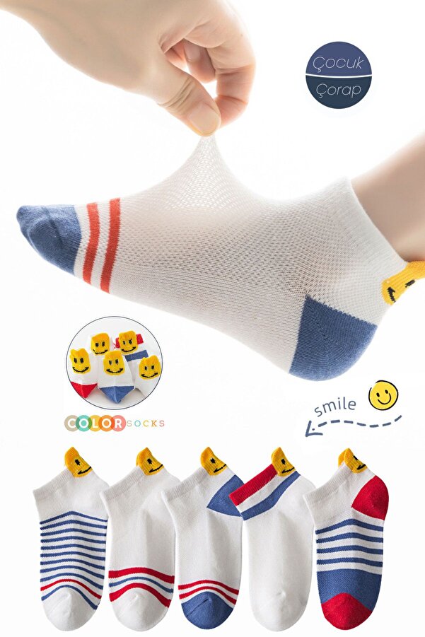 Color Socks 5'li Smile Desenli Çocuk Çorap Seti (OKULA DÖNÜŞ)