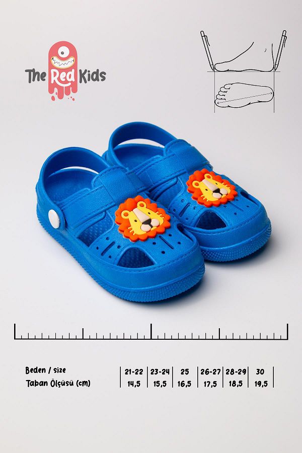 The Red Kids Lion Figured Non Slip Soft Sole Slippers Blue Trendyol