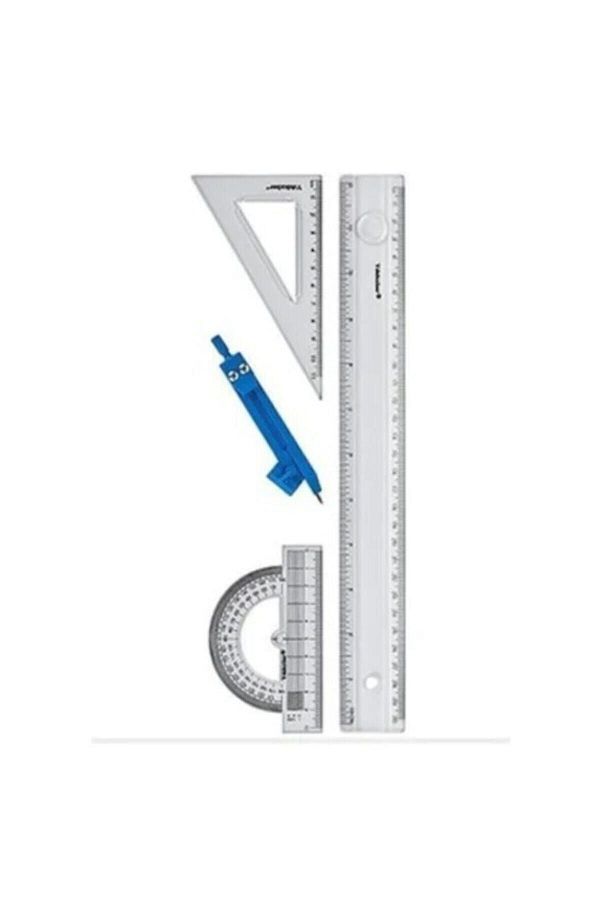 Yıldızlar Plastik-Stars Drawing Set (30cm Ruler+square+protractor+compass) 1