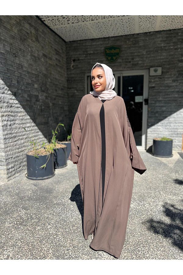 GLADNESS Mink Stone Detailed Custom Made Abaya Dress Trendyol