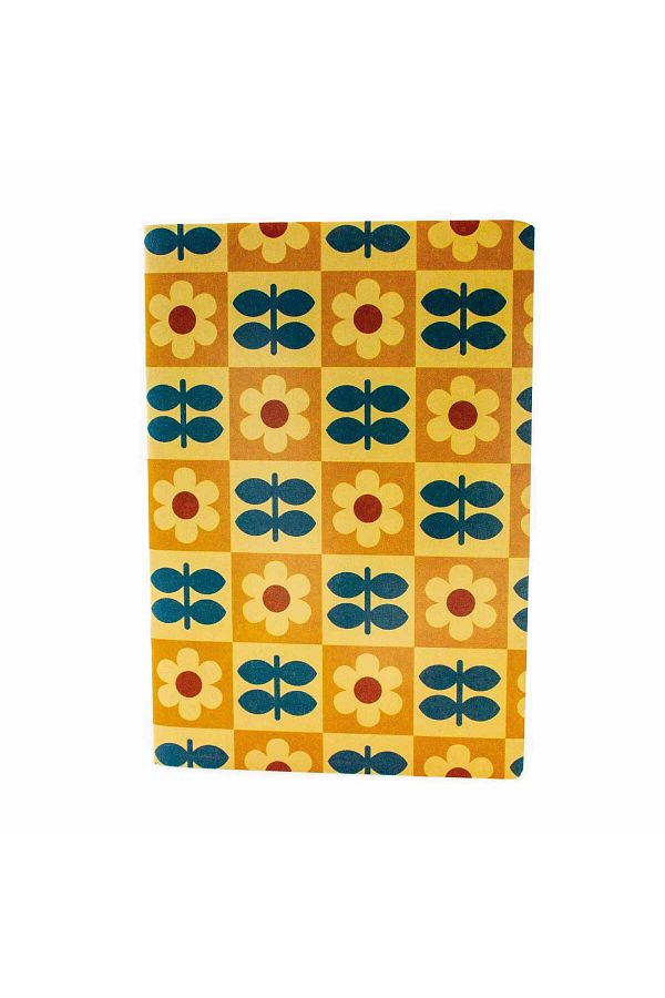PALTO TASARIM-Floral Pattern Checked Notebook for Daily Use - Unlined, A5 Size 1