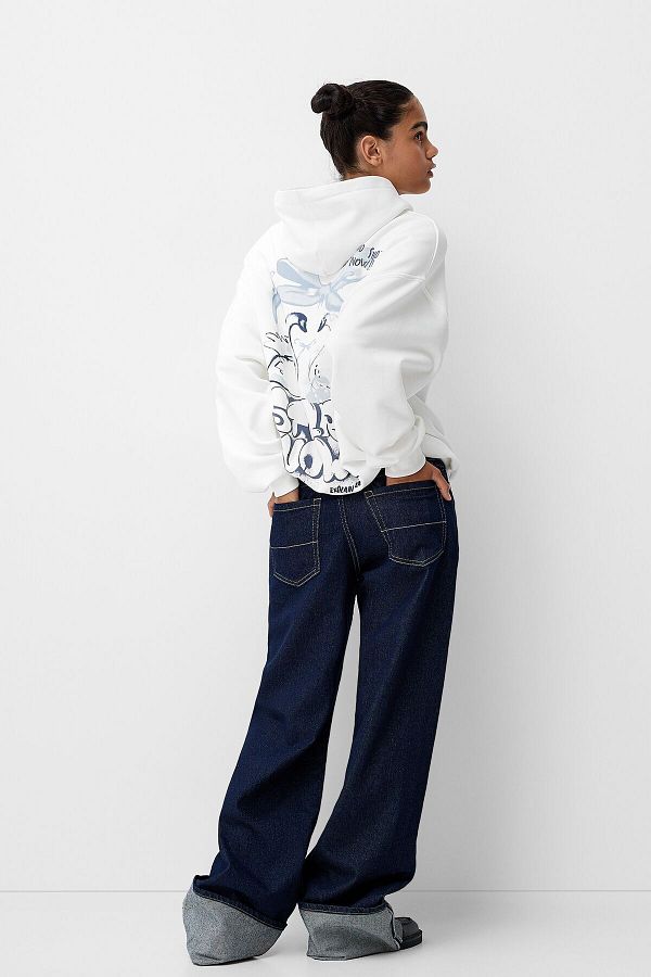 Bershka Patterned Hooded Sweatshirt - Trendyol