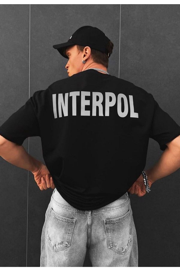 Know Black Interpol Printed Oversize Men s T shirt Trendyol