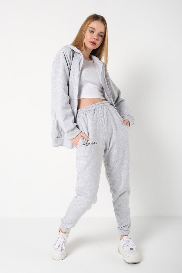 Know-Damen-Jogginghose mit 3 Fäden, grau, Sierra Nevada, bedruckt, Strickjacke, Oversize-Trainingsanzug 1