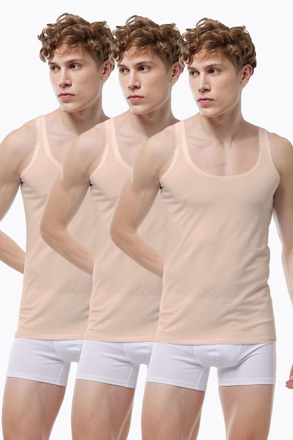 Malabadi-Invisible Undershirt Men's 3 Pieces Skin Color Thin Strap Non-Marking Modal Undershirt 3m013 1
