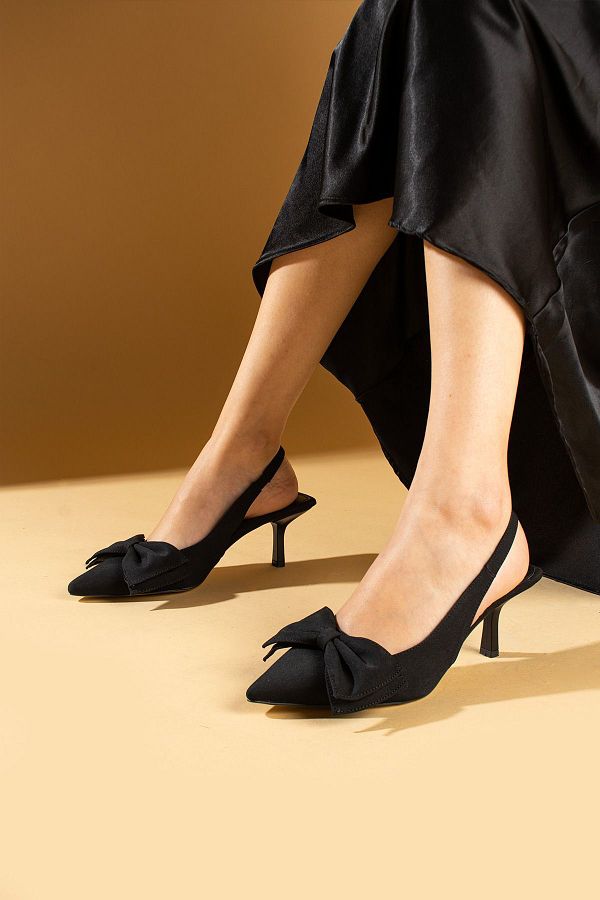 Black satin shoes low heel new arrivals
