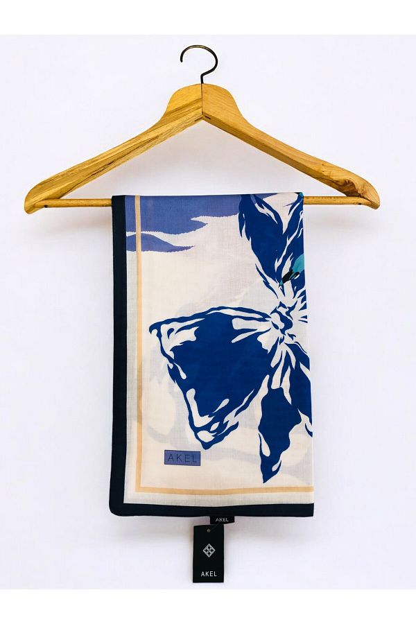 Akel-95X95 Digital Soft Scarf - Butterfly Pattern 1