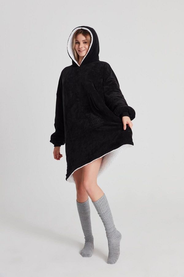 POFFY Oversize Wearable Blanket ONE SIZE SO COMFORTABLE Unisex Hoodie Plush Hooded Sweatshirt Trendyol