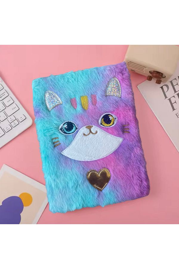 BLA GROUP-Cute Plush Cat Notebook, Memory Book, Memory Book, Diary 1