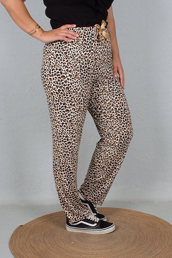 Truva XXL-Soft Cotton Large Size Leopard Patterned Pajama Bottoms 1
