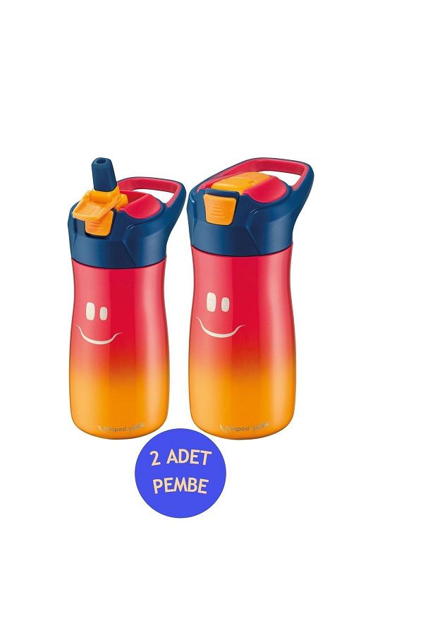 Maped-Flask Picnic 580 Ml Steel Smiling Face Set of 2 Pink 1
