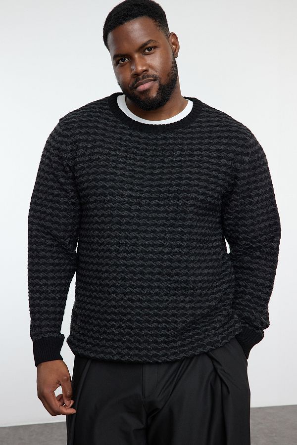 Plus size black crew neck sweater 2025
