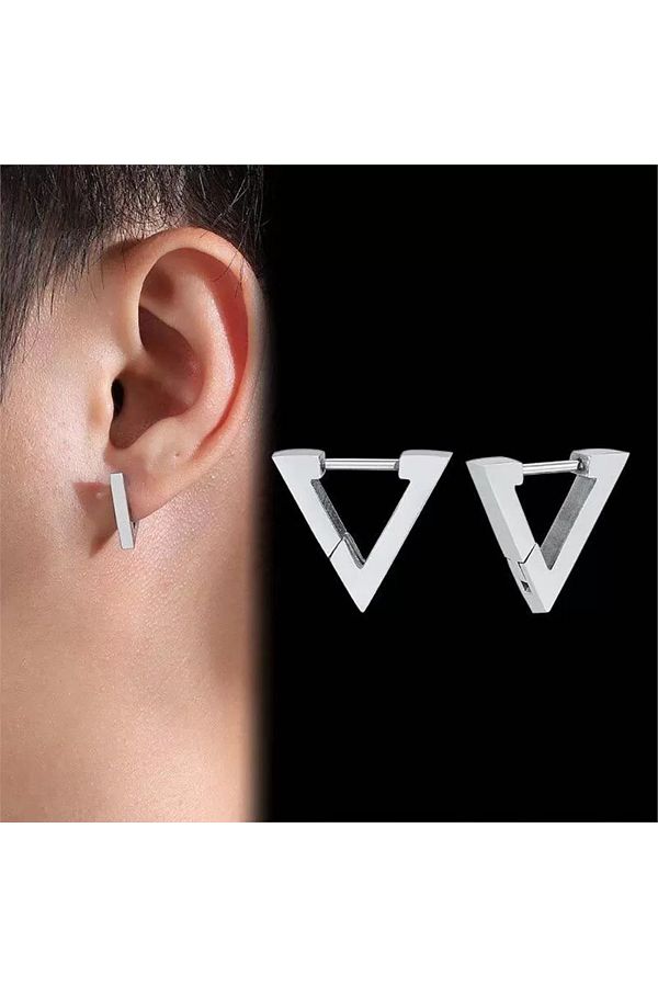 Kostebek Zayn Malik Triangle Design Double Gray Earrings Trendyol