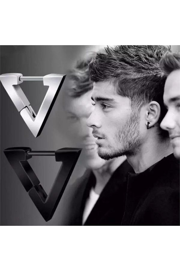 Kostebek Zayn Malik Triangle and Double Black Earrings Trendyol