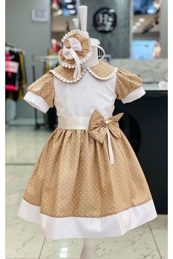 Coffee polka dot dress best sale