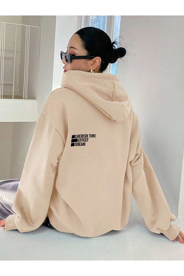 AFROGİYİM-Unisex Front Back Cheris Time Printed Oversize Hoodie 1