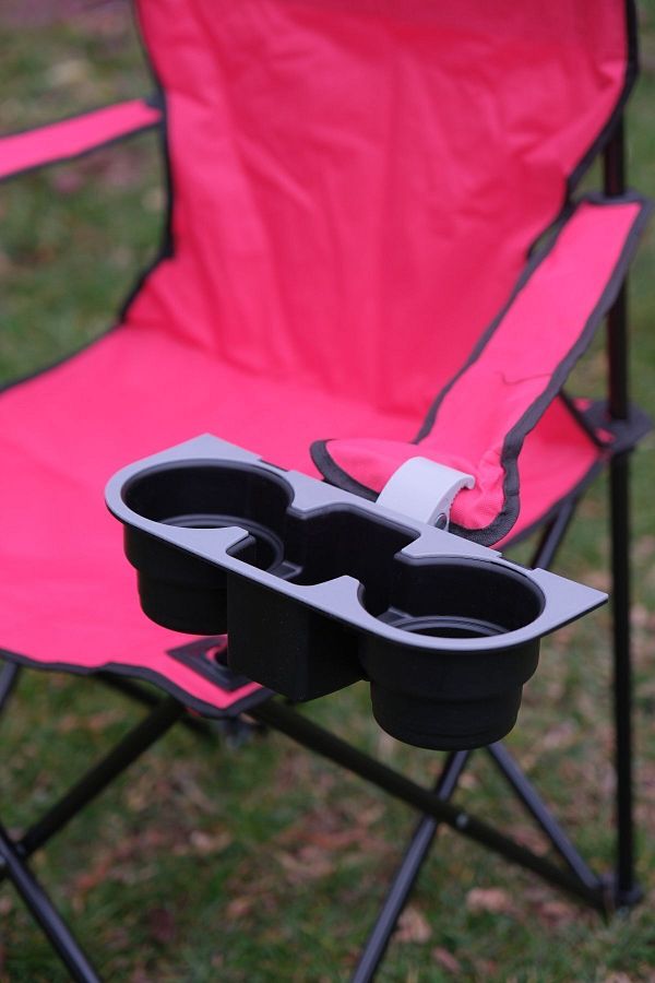 Camp chair drink holder outlet