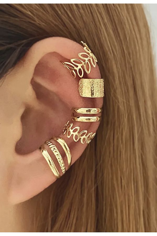 monalisatoka Women s Gold 5 Piece Cartilage Earrings Set Trendyol