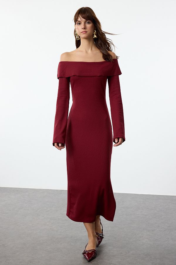 Burgundy pencil dress clearance