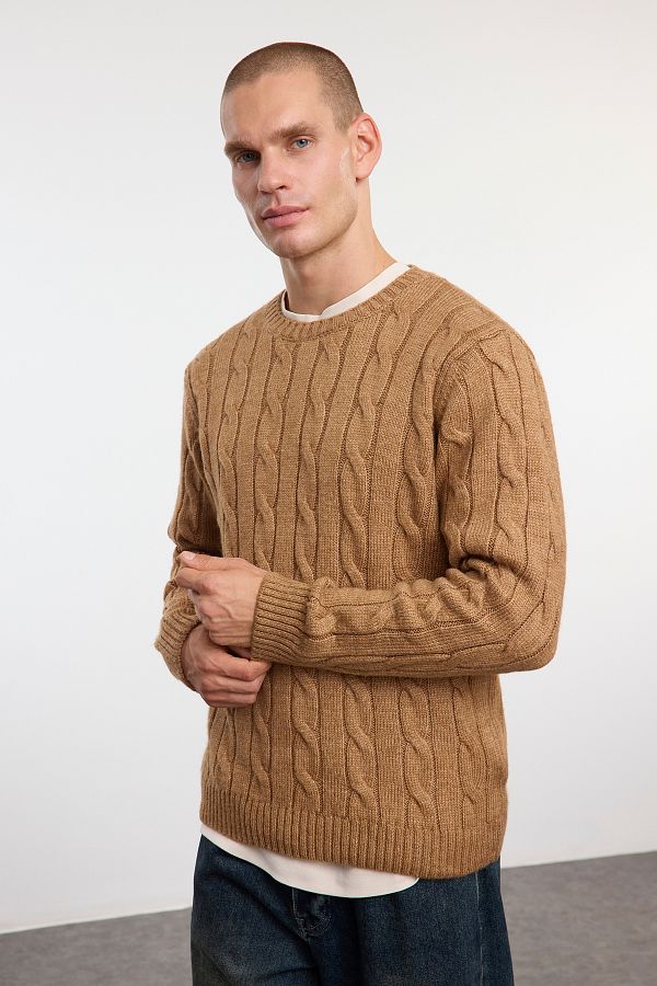 Camel colored crew neck sweater online