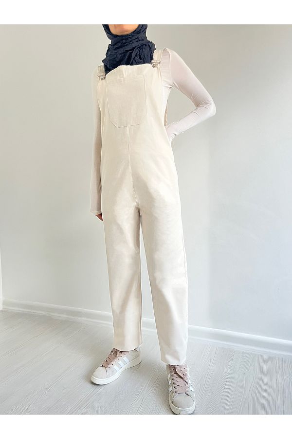 FREYA MODA-Comfortable Cut Stone Jumpsuit - Front Kangaroo Pocket 1