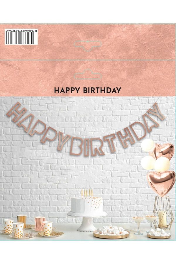 eğlencemarketi-Happy Birthday 3D Lettering Rose Gold Hollow Model 1