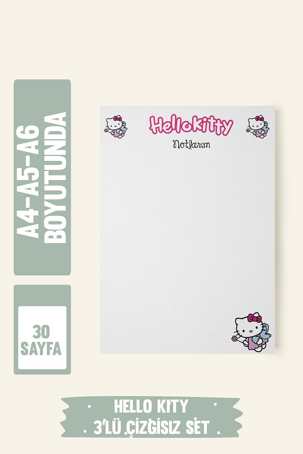 Srctech-Hello Kity Planner Notepad A4/A5/A6 Size Set of 3 Unlined 1