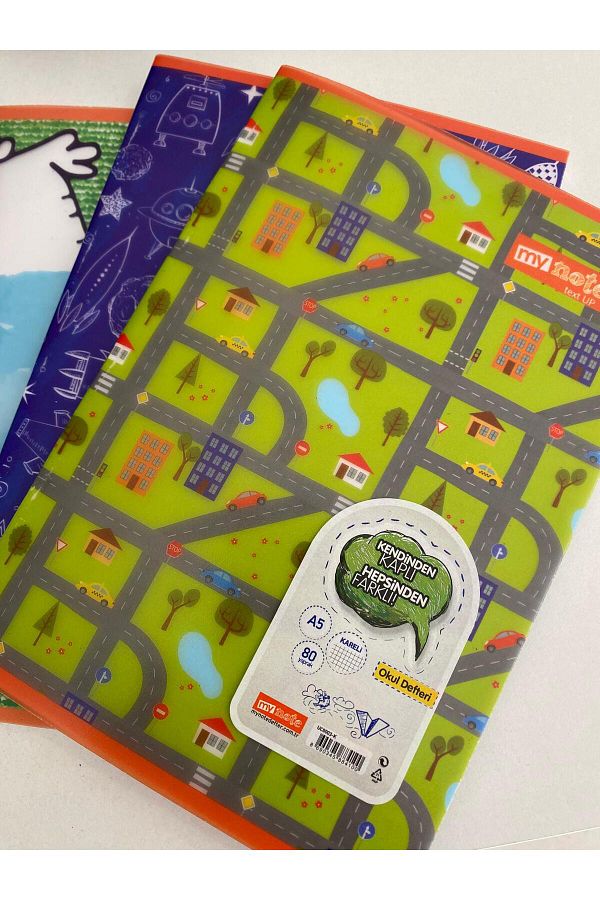 Mynote-80 Sheets Checkered Printed Notebook - 3 Pieces 1