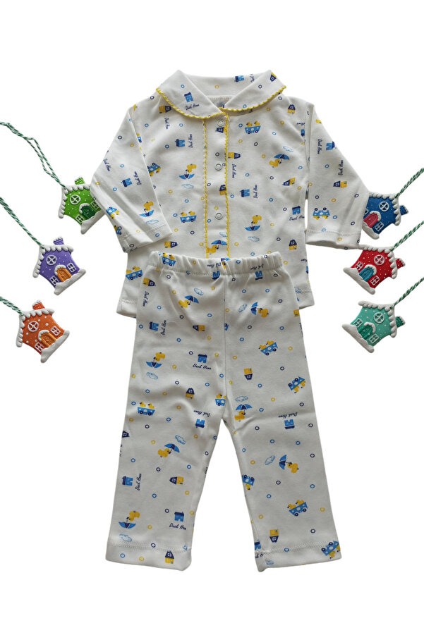 Babexi Civciv Desenli Pamuklu Bebek Pijama Takımı