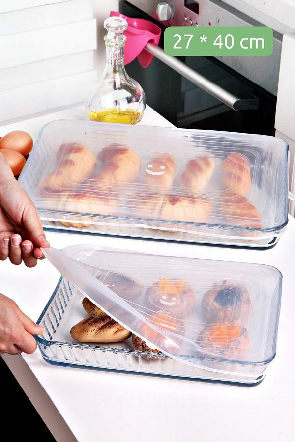 Meturas-27X40 cm Stretch Silicone Rectangular Pyrex Cover - Maintaining Freshness 1