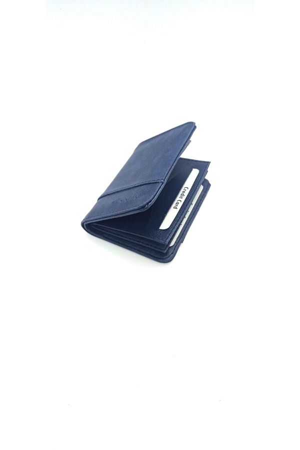 MKM MAN-Men's Nubuck Navy Blue Wallet 15 Compartments 1