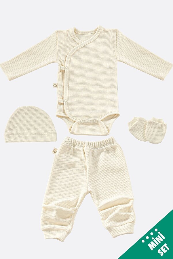 tinylamb Honey Beetle Organik Pamuk Yenidoğan Mini Hastane Çıkış Seti-krem