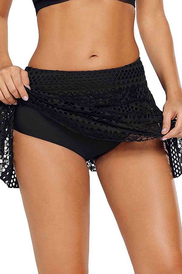 Lace skirt bikini bottoms top