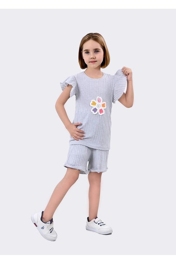 Kamex-Anthracite Daisy Embroidered Children's Set 1