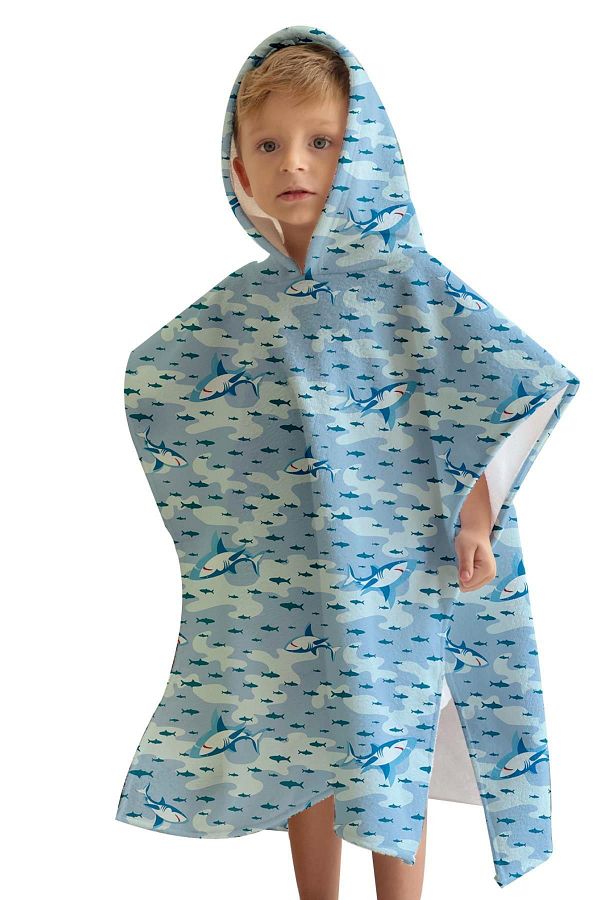 C&City-Blauer digital bedruckter Kinderponcho – C1701 1