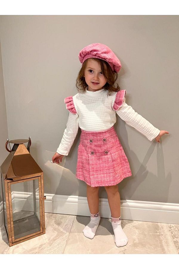 Baby pink plaid skirt shop