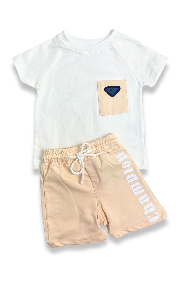ADABEBEK Tied Champion for Baby Boy Printed Short Sleeve 2 Piece Set Trendyol