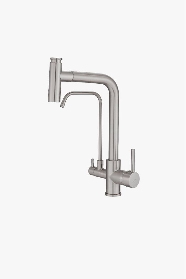İSAOĞLU YAPI-Matte Chrome Spiral - Purified Sink Faucet, Silver Color - Extending System 1