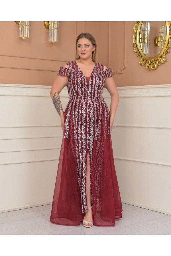 ALWAKI Night and Engagement Evening DreSS Glitter and Shiny Detailed Decorated Henna DreSS Trendyol