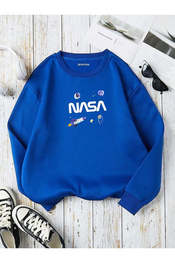 BENROMA Space Nasa Printed Kids Unisex Crew Neck Sweatshirt Trendyol