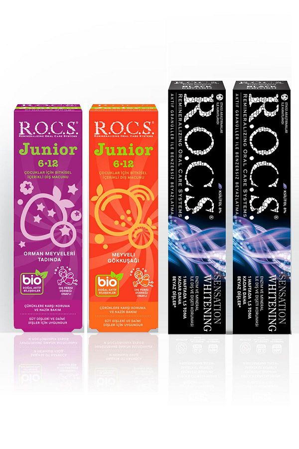 R.O.C.S.-R.o.c.s Sensation Whitening Paste and 6-12 Junior Paste Family Set - (2 Sensation -1 Gökmeyve-1 Forest) 1