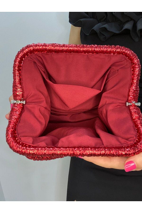 Bright red clutch bag shop