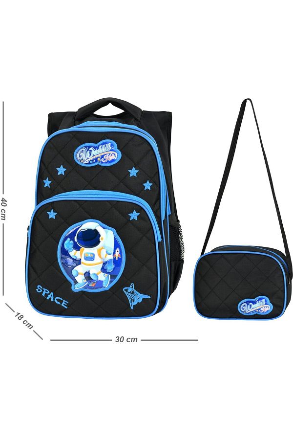 GENC DIJITAL BASKI-Astronaut Emboss - Primary School Backpack and Lunchbox 1