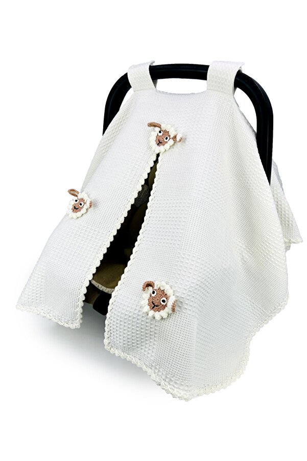 Atölye Eda Exclusive El Işi Kuzulu Pike Puset Örtüsü ve Minderi 2 Parça